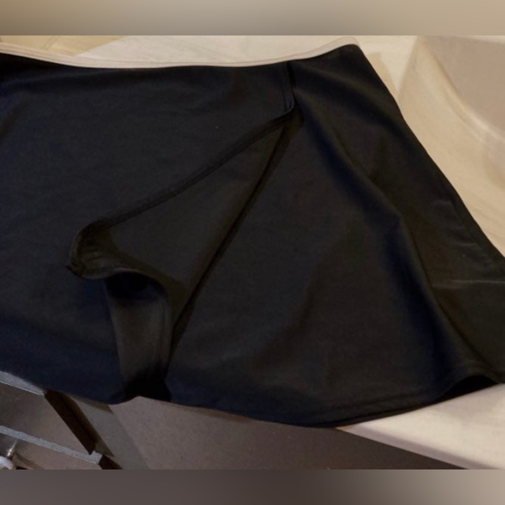 Bathing Suit Skirt Cover-Up, Black Silky Wrap Style Skirt, Size Large